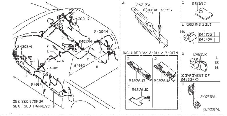 Nissan Frontier Tail Light Harness. ROOM, FITTING, ENGINE - 24015-EA800