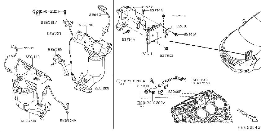 Nissan Altima Heated Oxygen Sensor Bracket. MODULE, ENGINE, CONTROL