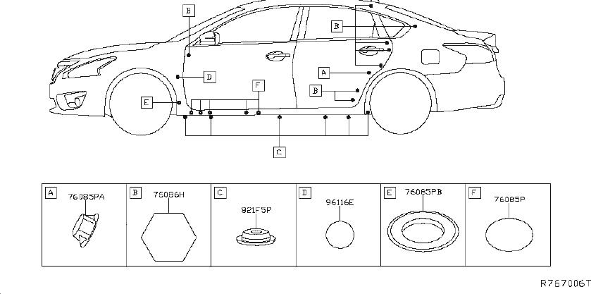 Nissan Altima Clip Trim. BODY, SIDE, PLUGS - 01553-0192U | HYMAN BROS